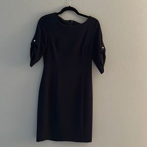 DKNY Navy 3/4 Sleeve Sheath Dress